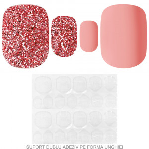 Set 24 Unghii False 'Princess Series' cu Manichiura Instant Model 'Petal Pink'