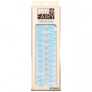 Set 24 Unghii False Reutilizabile cu Manichiura Instant, Culoare Ceruleum