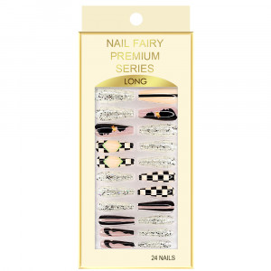 Set 24 Unghii False Reutilizabile cu Manichiura Instant Model 'Abstract World'