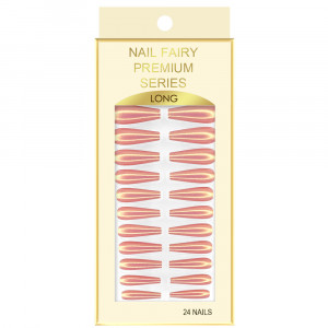 Set 24 Unghii False Reutilizabile cu Manichiura Instant Model 'Salmon Pearl'