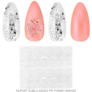 Set 24 Unghii False Reutilizabile cu Manichiura Instant Model 'Shades of Roses'