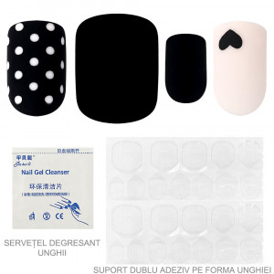 Set 24 Unghii Reutilizabile cu Manichiura Instant, Life in Dots Matt