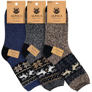 Șosete Călduroase și Moi din Lână de Alpaca Set 3 Perechi Model 'Winter Tradition' No.03