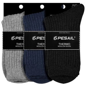 Sosete Termo Călduroase din Lână Set 3 Perechi - Model 'Feelings' - Prezentare șosete cu etichetă.