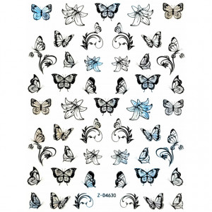 Abtibilde Unghii Culoare Multicolor Model 'Butterfly and Flowers' No. Z-D4630