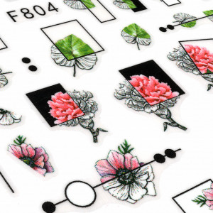 Abtibilde Unghii Culoare Multicolor Model 'Flowers and Leaves' No. F804