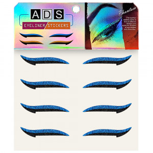 Autocolante Reutilizabile Machiaj Ochi Eyeliner Forma Cat Eye Blue, 4 Perechi
