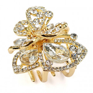 Clema de Par Metalica cu Multe Pietre Model 'Glamorous Butterfly'