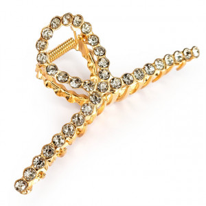 Clema de Par Metalica cu Pietre Diamant Model 'Night Diamond Gold' Culoare Auriu