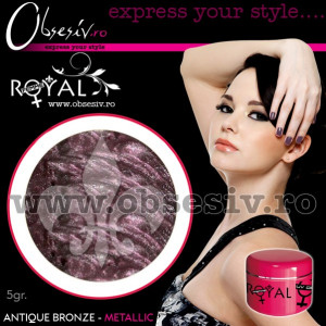 Gel colorat unghii Royal Femme ANTIQUE BRONZE METALLIC (Geluri Profesionale Unghii) - Img 2