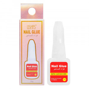 Lipici pentru Tipsuri Ushas Nail Glue 10 Gr - Adeziv Profesional cu Pensula - Fixare Rapidă și Precisă a Tipsurilor Unghiei