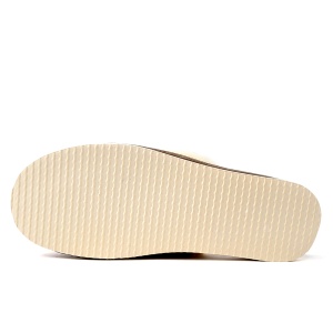 Papuci de Casa din Piele Imblaniti cu Lana Model 'Elegance in Simplicity' Cream - Prezentare talpă.