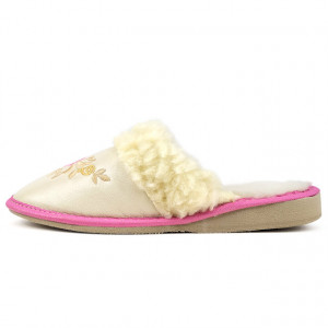 Papuci de Casa din Piele Imblaniti cu Lana Marca Tylbut Model 'Pearl Pink'