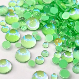 Pietricele Unghii Forma Semisfera Culoare Transparent cu Spate Verde