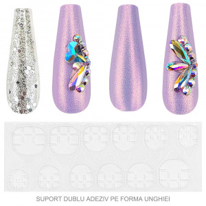 Set 12 Tipsuri Reutilizabile cu Manichiura Instant 'Nail Fairy Premium Series 'Purple Sunshine'