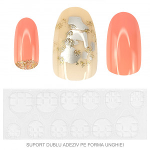 Set 12 Unghii Reutilizabile cu Manichiura Instant 'Art Refinament', Culoare Roz