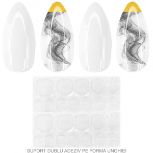 Set 24 Unghii False Reutilizabile cu Manichiura Instant Model 'Marble Fashions'