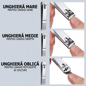 Set 3 Unghiere Mare Medie si Oblica pentru Manichiura Pedichiura