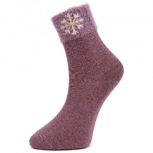 Sosete Calduroase din Lana de Oaie Model 'Happy Snowflakes' Lavender