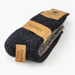 Set de șosete bărbațești Alpaca Peak Eclipse în ambalaj original, detaliu asupra grosimii și materialului dens.