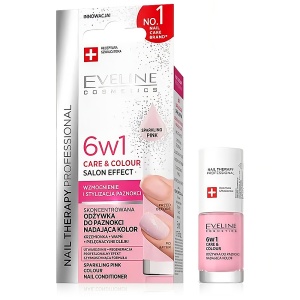 Tratament Balsam de Unghii 6în1 Sparkling Pink, Întărire și Culoare Roz Perlat - Eveline Salon Effect