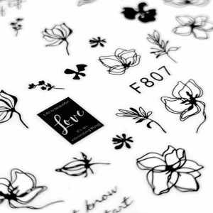 Abtibilde Unghii Culoare Negru Model 'Love & Flowers' No. F807