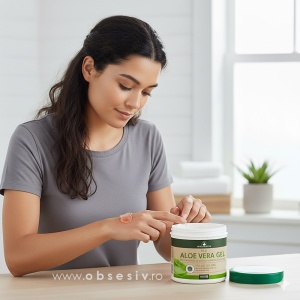 Balsam cu Extract de Aloe Vera Herbamedicus 250 ml - Persoana care aplica produsul pe o rană.