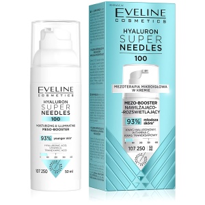 Booster Față cu Acid Hialuronic si Vit. C | Hidratare si Iluminare - Eveline Hyaluron Super Needles 100