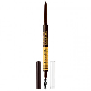 Creion cu Perie Sprancene Eveline Cosmetics Micro Precise Brow Pencil, Culoare Dark Brown