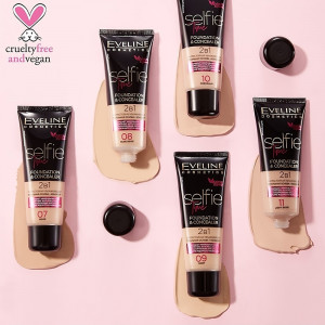 Fond de Ten si Corector Vegan Selfie Time No 02 Ivory Eveline Cosmetics