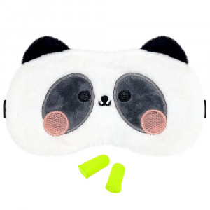 Masca de Dormit Pufoasă Model 'Shy Panda' + Set Dopuri Urechi