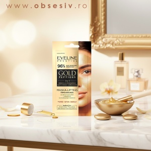 Mască Lifting Anti-Îmbătrânire cu Peptide de Aur și Colagen | Eveline Gold Peptides 3 în 1
