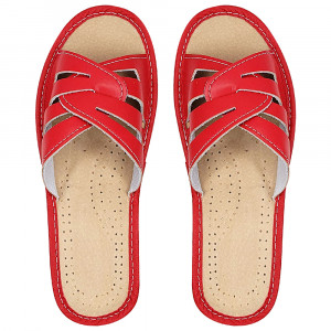 Papuci de Casa din Piele Marca Tylbut Model 'Drusilla' Red