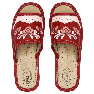 Papuci de Casa din Piele Marca Tylbut Model 'Vancouver' Red
