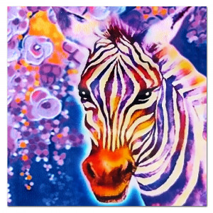 Pictura cu Diamante 5D Kit Complet Model 'Purple Zebra' 20x20cm