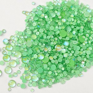 Pietricele Unghii Forma Semisfera Culoare Transparent cu Reflexii Verzi