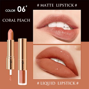 Ruj Mat și Lichid 2 în 1 O'Cheal Rose Gold - Coral Peach 06 - Hidratare, Culoare Intensă, Lungă Durată