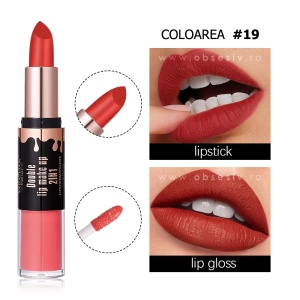 Ruj Solid și Lichid 2în1 Double Lip Make-Up No 19 - Culoare Intensă și Hidratare de Durată
