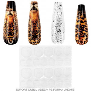 Set 24 Unghii False Reutilizabile cu Manichiura Instant Model 'Wild Jungle'