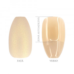 Set 24 Unghii Reutilizabile cu Manichiura Instant, Forma Migdala, Culoare Nud Sidef