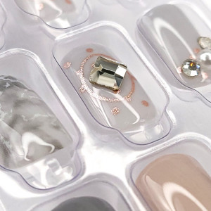 Set 30 Unghii False Reutilizabile cu Manichiura Instant, Model 'Stone Sparkles"
