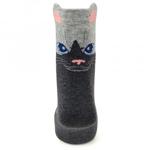 Sosete Dama Fara Cusatura Model 'Life is Better with Cat' Culoare Gri Medium