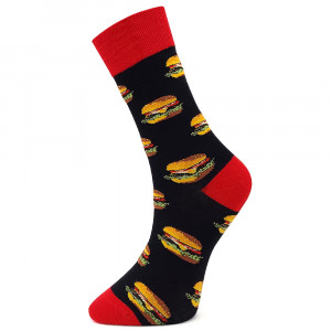 Sosete Vesele Barbati Model 'Life is Better with Burger' Culoare Negru