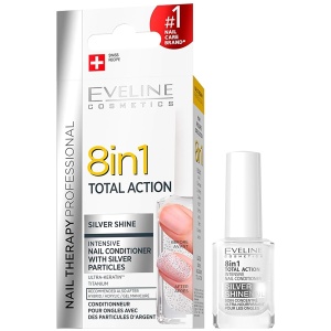Tratament Unghii 8 in 1 Total Action Silver Shine Eveline Cosmetics, Regenerare Instant cu Particule de Argint