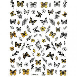 Abtibilde Unghii Culoare Multicolor Model 'Golden Butterflies0' No. Z-D4635