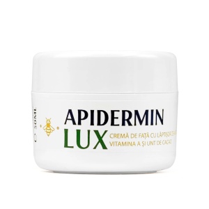 Cremă de Față Apidermin Lux cu Lăptișor de Matcă, Vitamina A și Unt de Cacao - Hidratare Profundă, Anti-Îmbătrânire, Ten Radiant