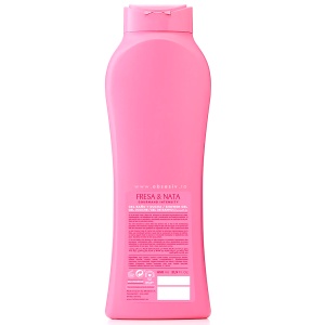 Gel de Baie Fără Parabeni Strawberry & Sour Cream - Prezentare flacon din spate.