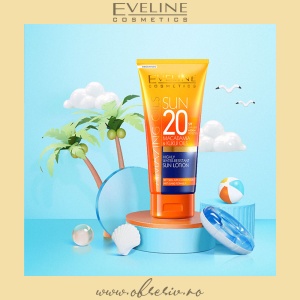 Lapte de Plaja cu SPF20 Anti-Nisip Rezistent la Apa cu Macadamia Eveline Cosmetics