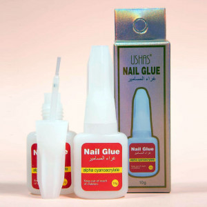 Lipici pentru Tipsuri Ushas Nail Glue 10 Gr - Adeziv Profesional cu Pensula - Fixare Rapidă și Precisă a Tipsurilor Unghiei