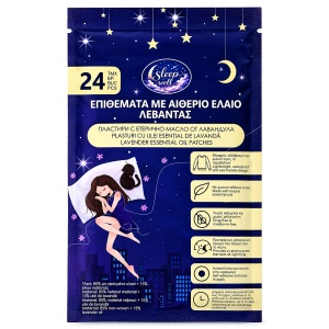 Plic ermetic cu 24 de plasturi autoadezivi cu ulei de lavandă Sleep Well, ideal pentru acasă sau călătorii.